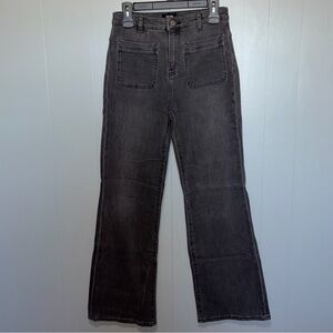 ME+EM Black Wash Patch Pocket High Waisted Flare Jeans Size 26